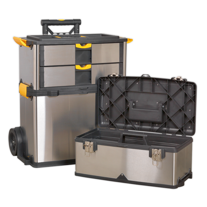 Mobile Stainless Steel/Composite Toolbox with 3 Compartments | AP855