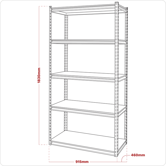 Racking Unit with 5 Shelves 340kg Capacity Per Level | AP900R