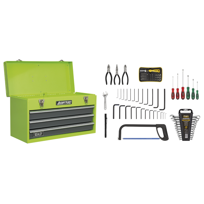 American PRO® Tool Chest 3 Drawer with 93pc Tool Kit | AP9243BBHVCOM