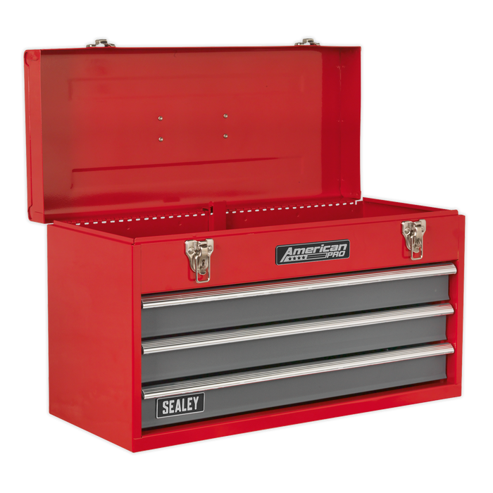American PRO® Tool Chest 3 Drawer with 93pc Tool Kit - Red/Grey | AP9243BBCOMBO