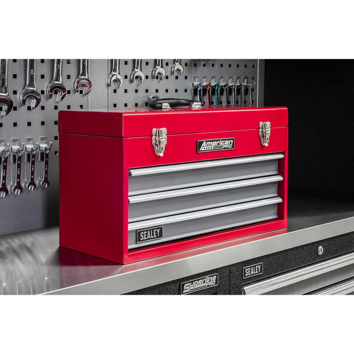 American PRO® Tool Chest 3 Drawer - Red/Grey | AP9243BB