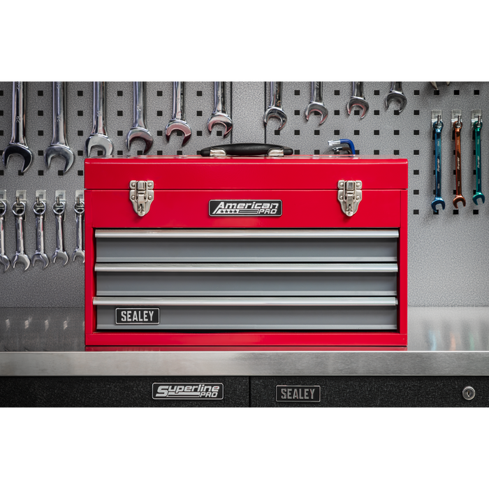 American PRO® Tool Chest 3 Drawer - Red/Grey | AP9243BB