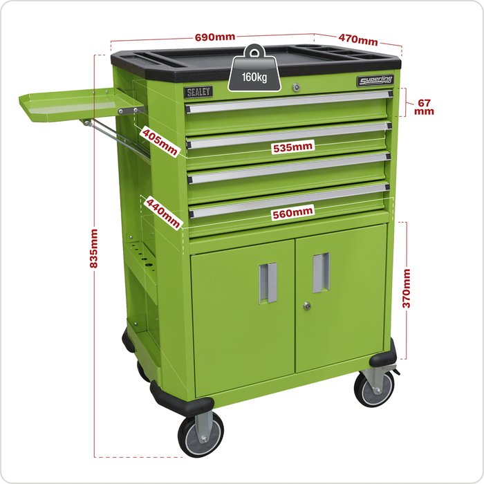 Superline PRO® Tool Trolley with 4 Drawers & 2 Door Cupboard | AP980MTHV