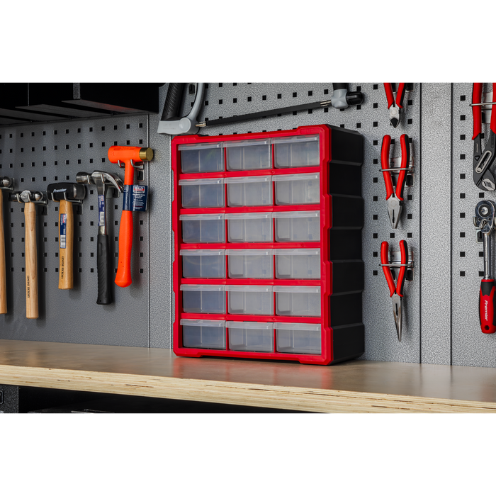 Cabinet Box 18 Drawer - Red/Black | APDC18R