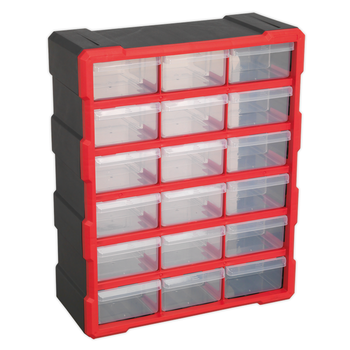 Cabinet Box 18 Drawer - Red/Black | APDC18R