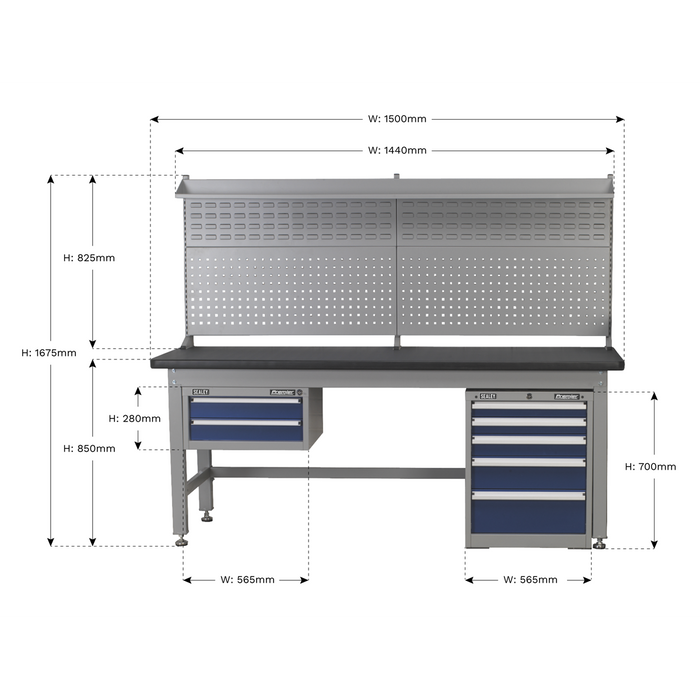 Premier Industrial™ Complete Workstation & Cabinet Combo 1.5m | API1500COMB02