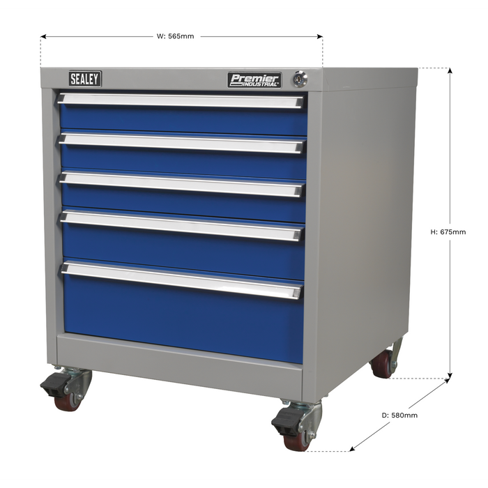 Premier Industrial™ Mobile Industrial Cabinet 5 Drawer | API5657B