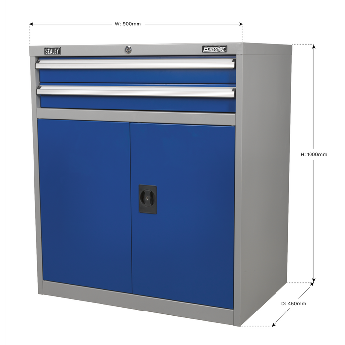 Premier Industrial™ Industrial Cabinet with 2 Drawers & 1 Shelf | API8810