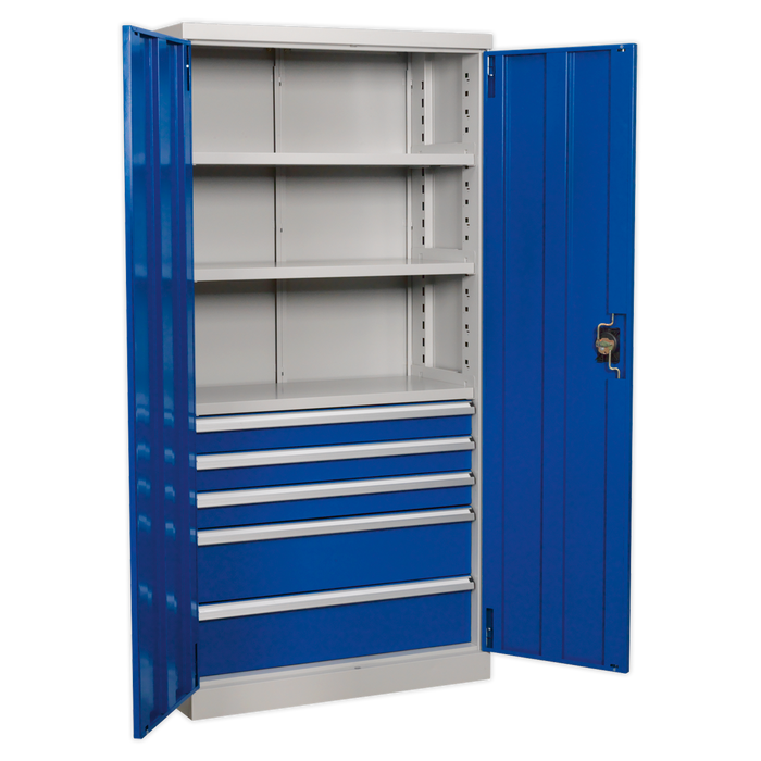 Premier Industrial™ Cabinet with 5 Drawers & 3 Shelves 1800mm | APICCOMBO5