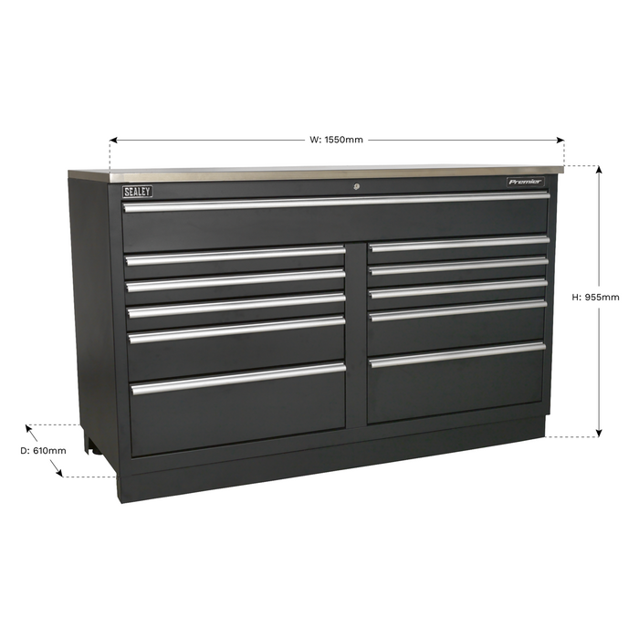 Premier™ Heavy-Duty Modular Floor Cabinet 11 Drawer 1550mm | APMS04