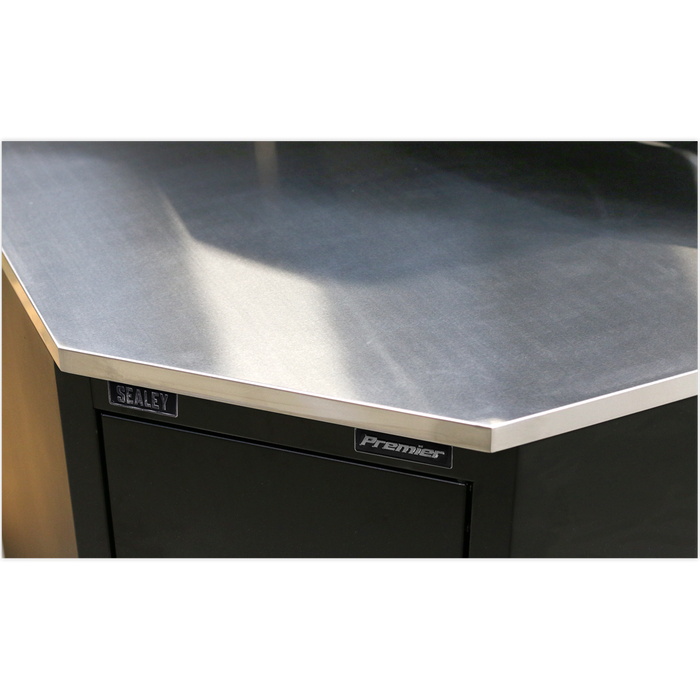 Premier™ Stainless Steel Corner Worktop 930mm | APMS19