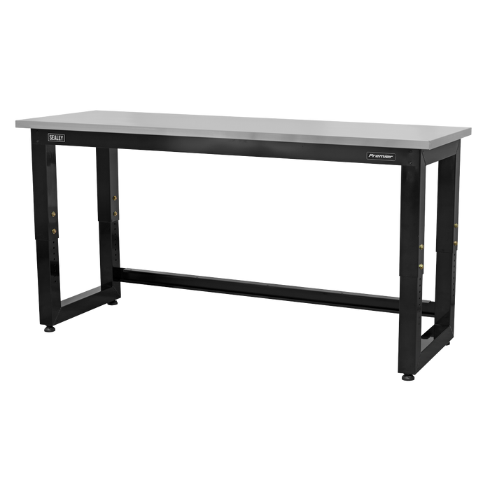 Premier™ Heavy-Duty Steel Adjustable Workbench with Stainless Steel Worktop 1830mm | APMS23
