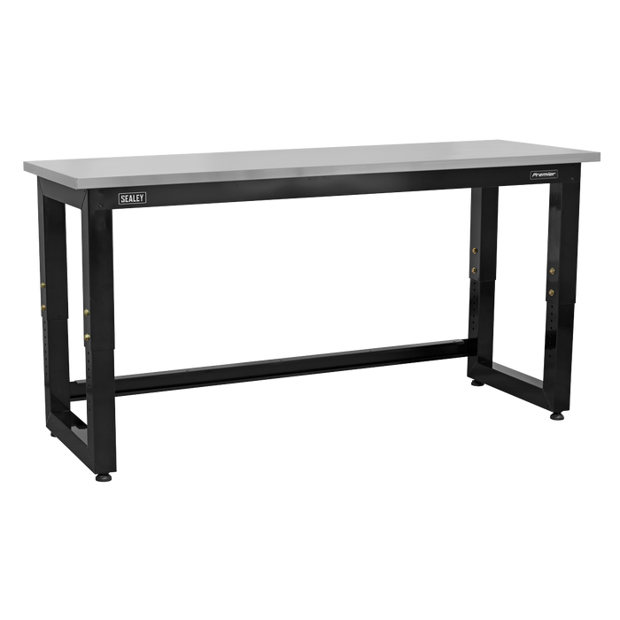 Premier™ Heavy-Duty Steel Adjustable Workbench with Stainless Steel Worktop 1830mm | APMS23
