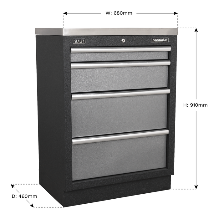 Superline PRO® Modular Cabinet 4 Drawer 680mm | APMS51