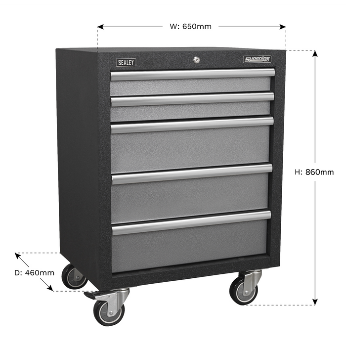 Superline PRO® Modular Mobile Cabinet 5 Drawer 650mm | APMS58
