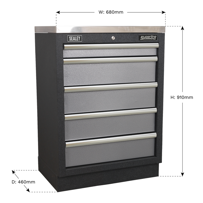 Superline PRO® Modular Cabinet 5 Drawer 680mm | APMS59