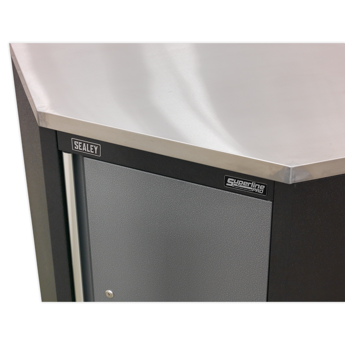 Superline PRO® Stainless Steel Worktop for Modular Corner Cabinet 865mm | APMS60SS