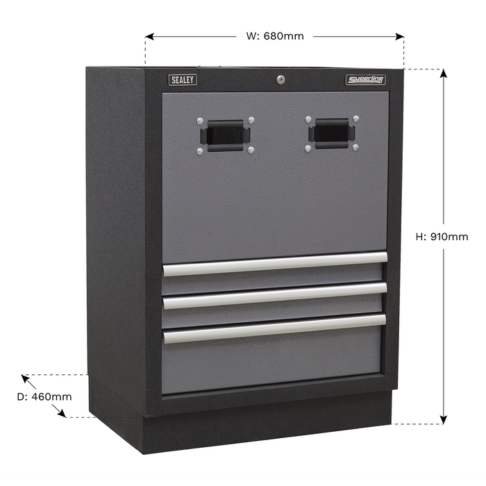 Superline PRO® Modular Reel Cabinet 3 Drawer 680mm | APMS63