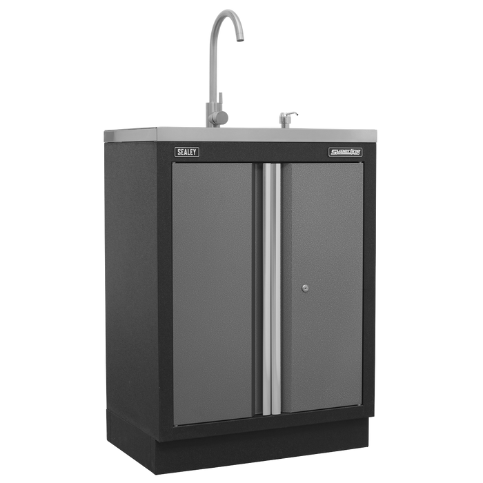 Superline PRO® Storage System with Pressed Wood Worktop 4.92m | APMSSTACK17W