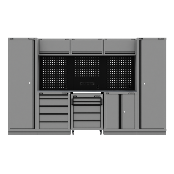 Superline PRO® Black Edition Storage System with Stainless Worktop 3.24m | APMSBESTACK01SS