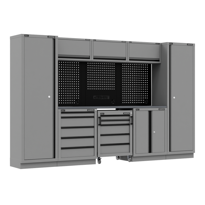 Superline PRO® Black Edition Storage System with Stainless Worktop 3.24m | APMSBESTACK01SS