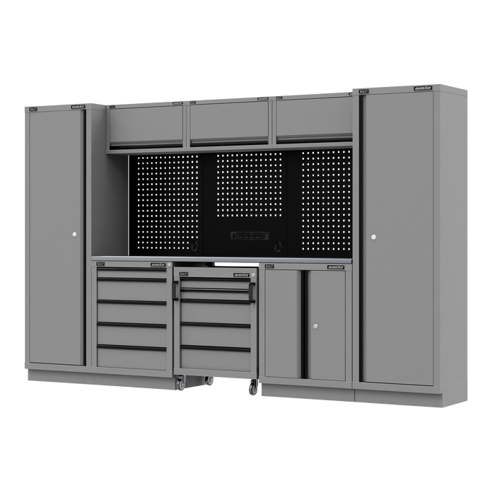 Superline PRO® Black Edition Storage System with Stainless Worktop 3.24m | APMSBESTACK01SS