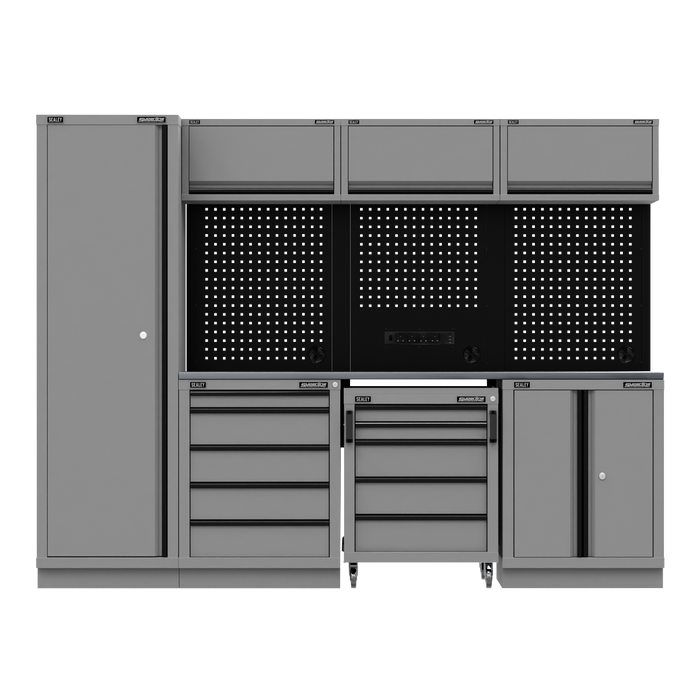 Superline PRO® Black Edition Storage System with Stainless Worktop 2.64m | APMSBESTACK02SS