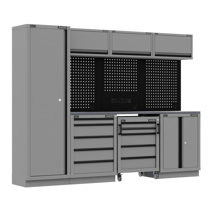 Superline PRO® Black Edition Storage System with Stainless Worktop 2.64m | APMSBESTACK02SS