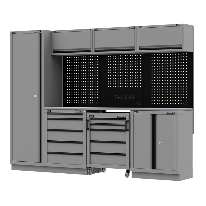 Superline PRO® Black Edition Storage System with Stainless Worktop 2.64m | APMSBESTACK02SS