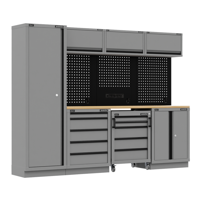 Superline PRO® Black Edition Storage System with Rubber Wood Worktop 2.64m | APMSBESTACK02W
