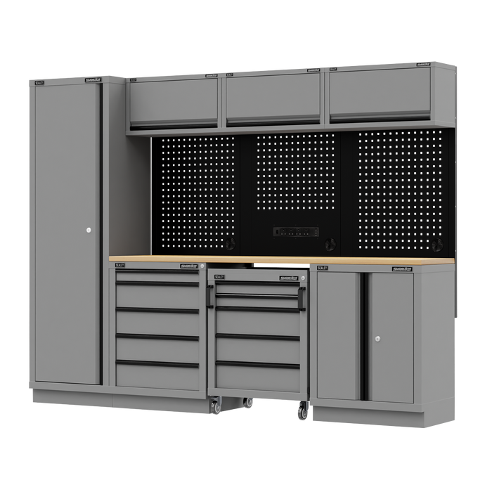 Superline PRO® Black Edition Storage System with Rubber Wood Worktop 2.64m | APMSBESTACK02W