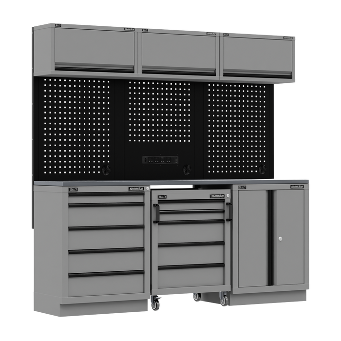 Superline PRO® Black Edition Storage System with Stainless Worktop 2.04m | APMSBESTACK03SS