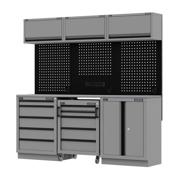 Superline PRO® Black Edition Storage System with Stainless Worktop 2.04m | APMSBESTACK03SS