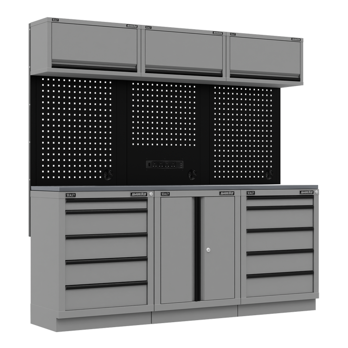 Superline PRO® Black Edition Storage System with Stainless Worktop 2.04m | APMSBESTACK04SS