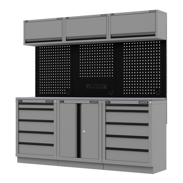Superline PRO® Black Edition Storage System with Stainless Worktop 2.04m | APMSBESTACK04SS
