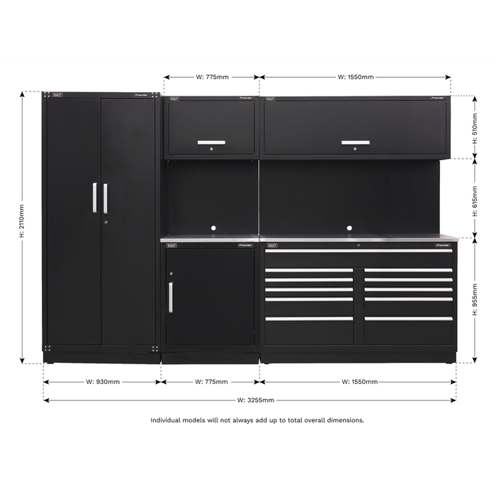 Premier™ Storage System with Stainless Worktop 3.26m | APMSCOMBO2SS
