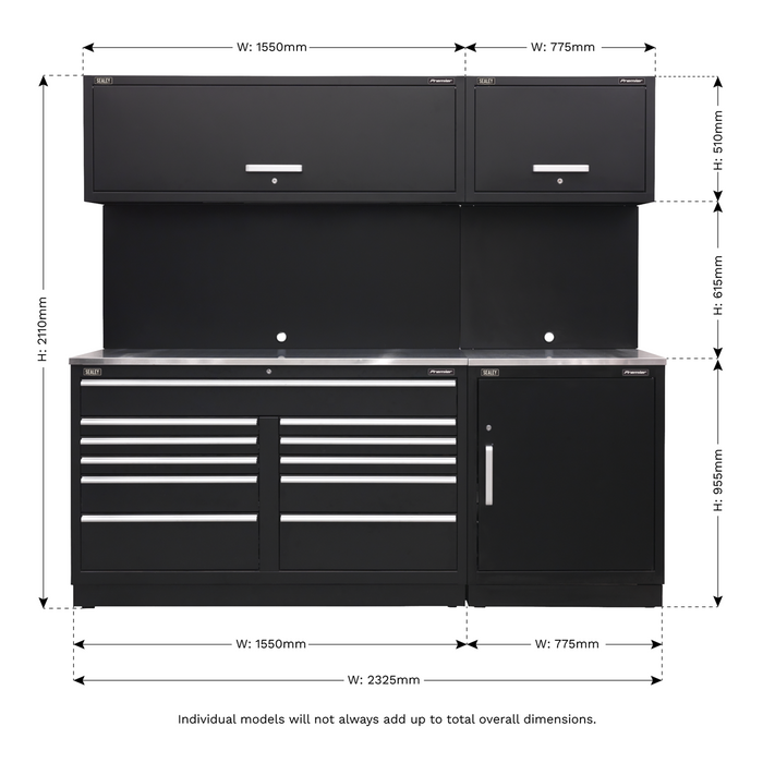 Premier™ Storage System with Stainless Worktop 2.33m | APMSCOMBO4SS