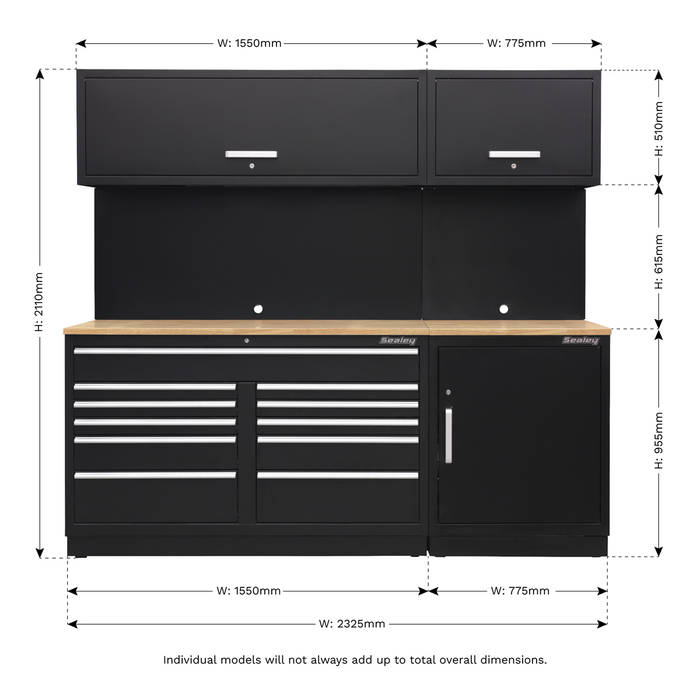 Premier™ Storage System with Hardwood Worktop 2.33m | APMSCOMBO4W