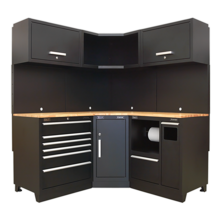 Premier™ Corner Storage System with Hardwood Worktop 1.71m | APMSCOMBO6W