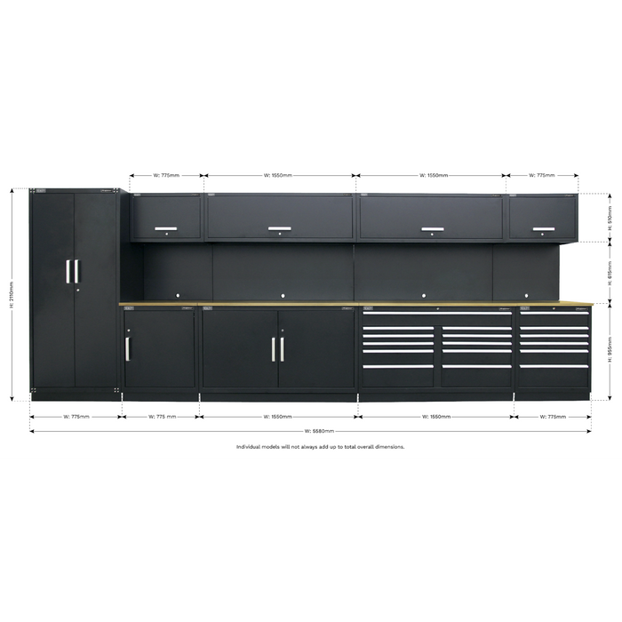 Premier™ Storage System with Hardwood Worktop 5.58m | APMSOAK