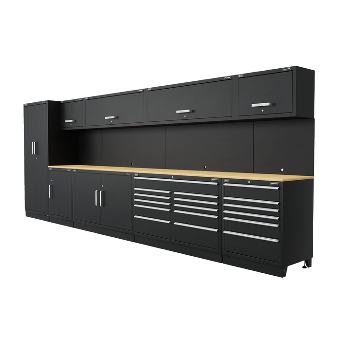 Premier™ Storage System with Hardwood Worktop 5.58m | APMSOAK