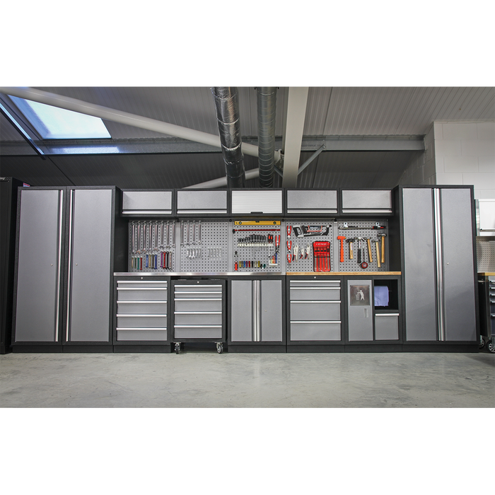 Superline PRO® Storage System with Wood Worktop 4.92m | APMSSTACK01W