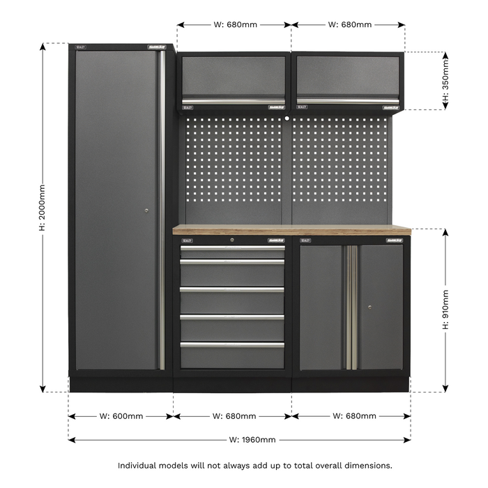 Superline PRO® Storage System with Wood Worktop 1.96m | APMSSTACK02W