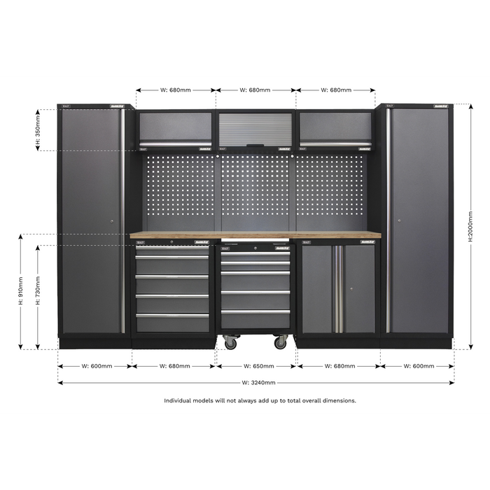 Superline PRO® Storage System with Wood Worktop 3.24m | APMSSTACK03W