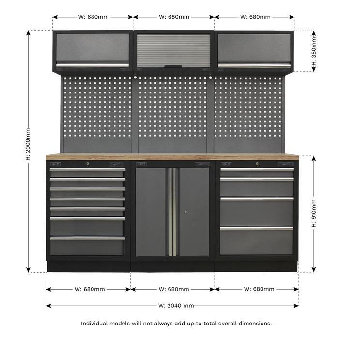 Superline PRO® Storage System with Wood Worktop 2.04m | APMSSTACK07W