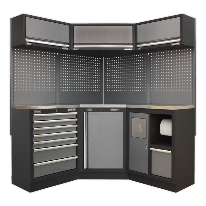 Superline PRO® Corner Storage System with Stainless Worktop 1.55m | APMSSTACK08SS