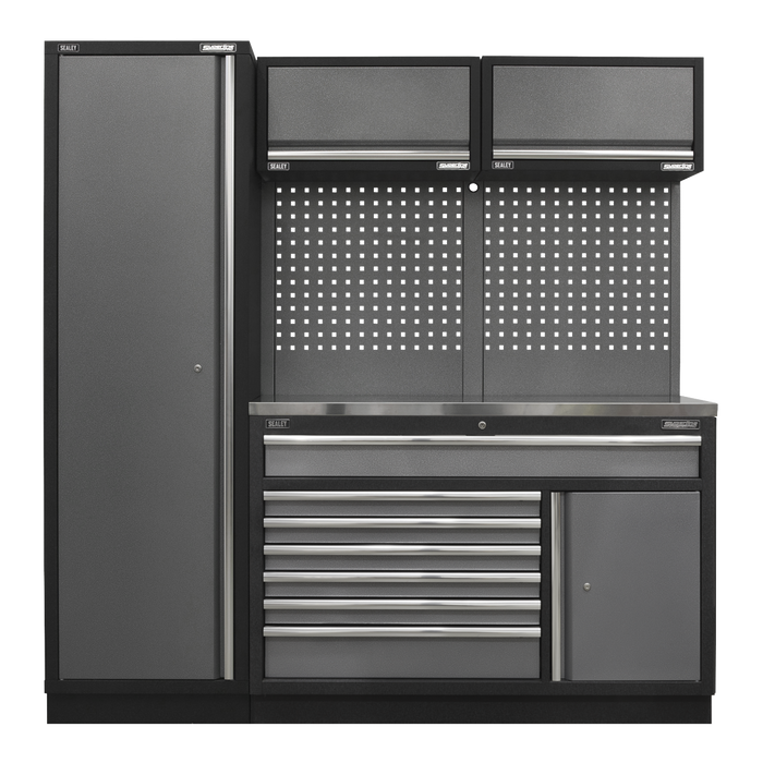 Superline PRO® Storage System with Stainless Steel Worktop 1.96m | APMSSTACK09SS