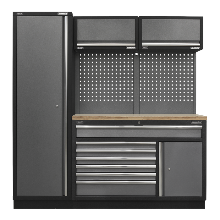 Superline PRO® Storage System with Pressed Wood Worktop 1.96m | APMSSTACK09W