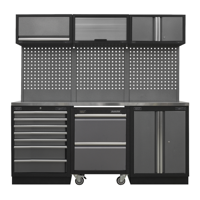Superline PRO® Storage System with Stainless Steel Worktop 2.04m | APMSSTACK12SS