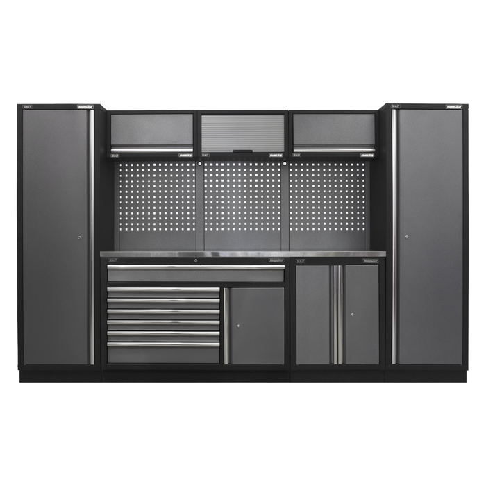Superline PRO® Storage System with Stainless Steel Worktop 3.24m | APMSSTACK13SS